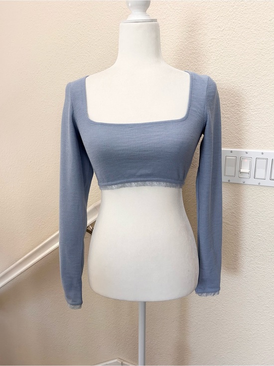 Edikted Tops - Edikted GRWM Cropped Waffle Top in Light Blue size S
